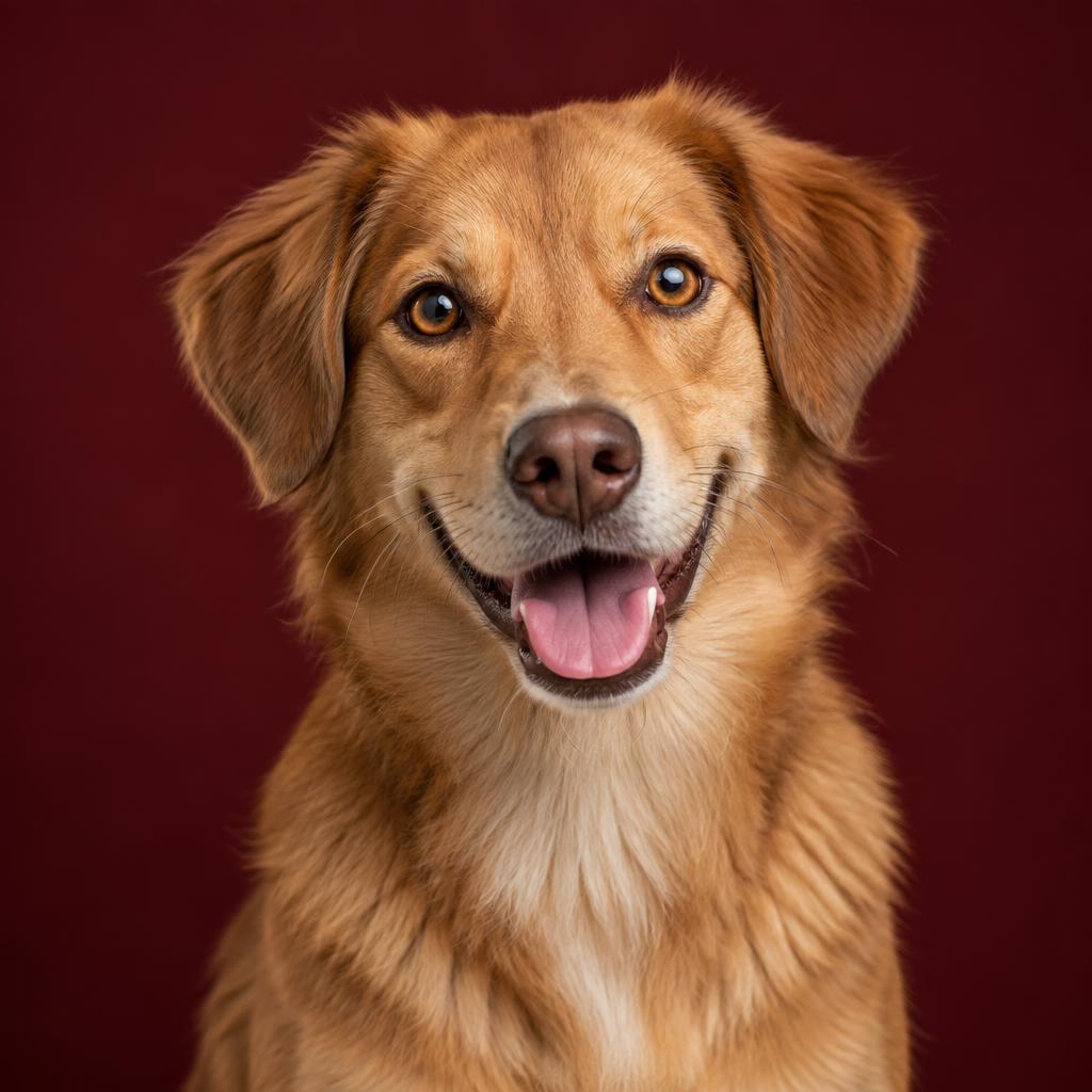 Cão caramelo sorrindo